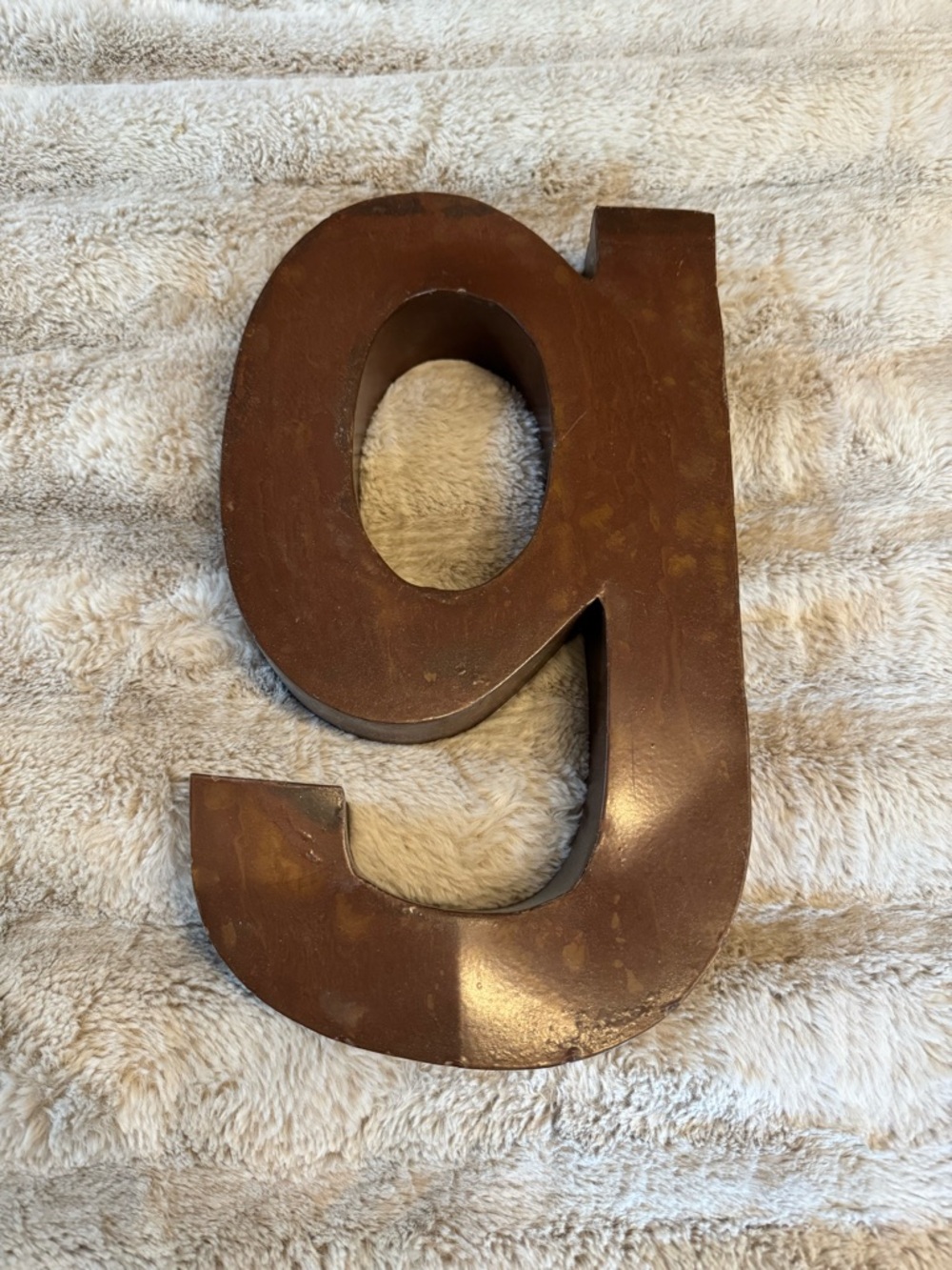 Large metal decorative Letter 'g' in brown